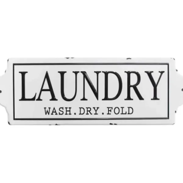 Wall Quotes & Signs-Kirkland's Home Enamel Laundry Wash Dry Fold Wall Plaque White/Black