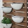 Wall Plaques-Kirkland's Home Enamel Pot Wall Planter White/Tan
