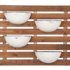 Wall Plaques-Kirkland's Home Enamel Pot Wall Planter White/Tan