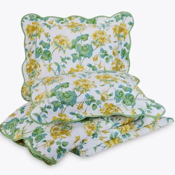 Quilts-Kirkland's Home English Meadow 3-Pc. King Quilt Set Green/Yellow/White