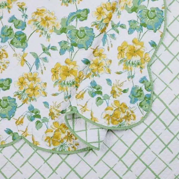 Quilts-Kirkland's Home English Meadow 3-Pc. King Quilt Set Green/Yellow/White