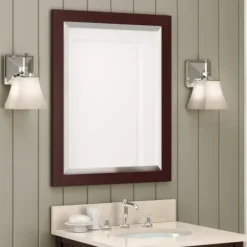 Framed Mirrors-Kirkland's Home Espresso Beveled Vanity Mirror Brown