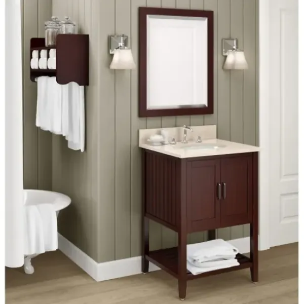 Framed Mirrors-Kirkland's Home Espresso Beveled Vanity Mirror Brown