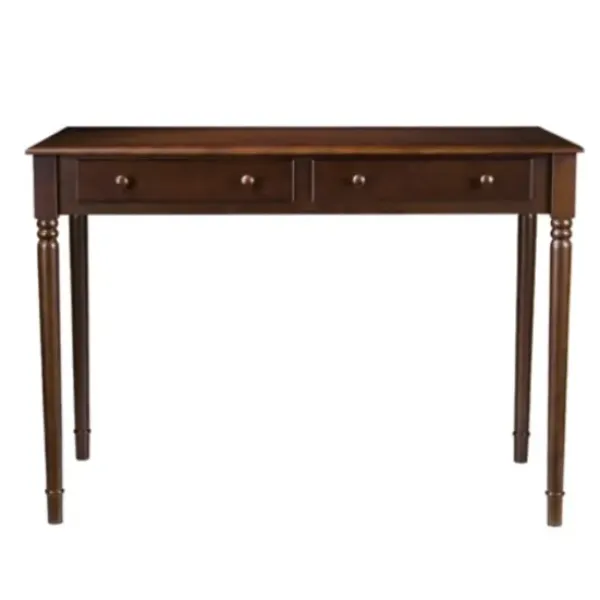 Office Furniture-Kirkland's Home Espresso Classic 2-Drawer Wood Desk Brown