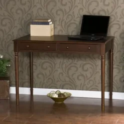 Office Furniture-Kirkland's Home Espresso Classic 2-Drawer Wood Desk Brown