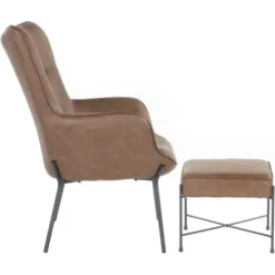 Accent Chairs-Kirkland's Home Espresso Faux Leather 2-Pc. Chair And Ottoman Set Brown