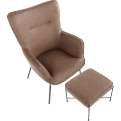 Accent Chairs-Kirkland's Home Espresso Faux Leather 2-Pc. Chair And Ottoman Set Brown