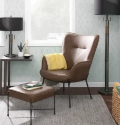 Accent Chairs-Kirkland's Home Espresso Faux Leather 2-Pc. Chair And Ottoman Set Brown