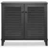 Cabinets & Sideboards-Kirkland's Home Espresso Shutter Door Wooden Cabinet