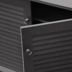 Cabinets & Sideboards-Kirkland's Home Espresso Shutter Door Wooden Cabinet