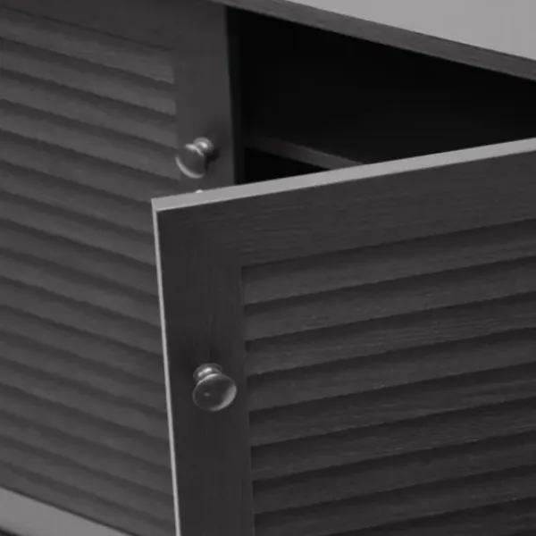Cabinets & Sideboards-Kirkland's Home Espresso Shutter Door Wooden Cabinet