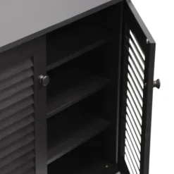 Cabinets & Sideboards-Kirkland's Home Espresso Shutter Door Wooden Cabinet