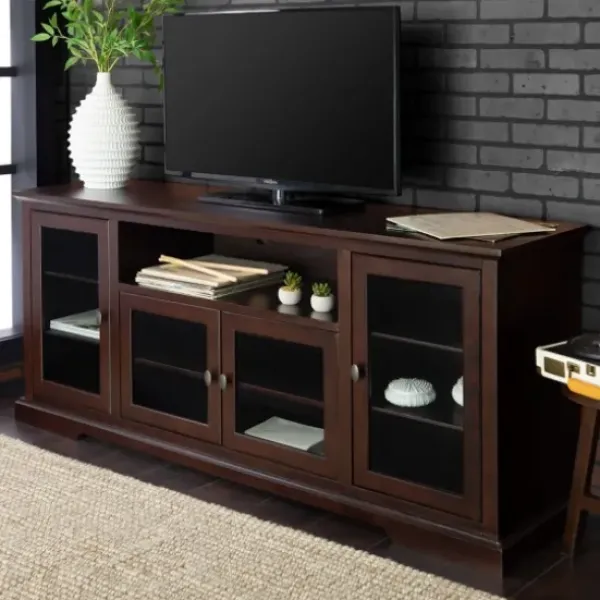 Tv Stands & Media Consoles-Kirkland's Home Espresso Wood Highboy Tv Stand Brown
