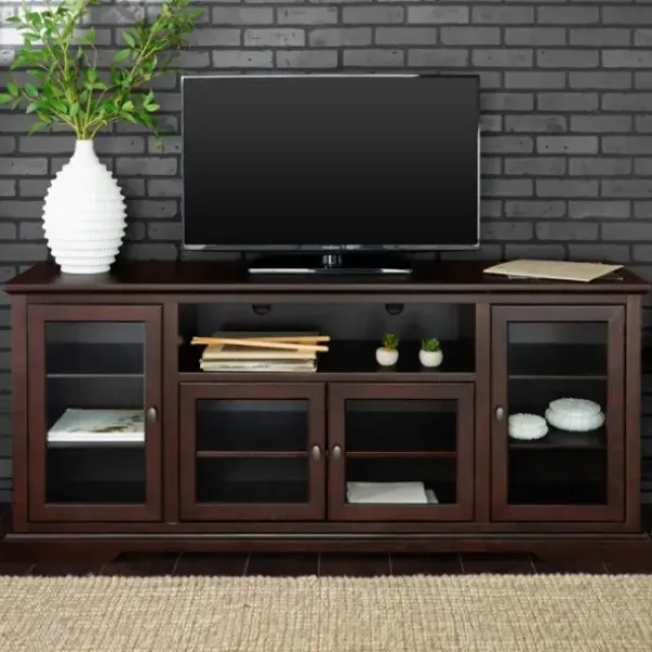 Tv Stands & Media Consoles-Kirkland's Home Espresso Wood Highboy Tv Stand Brown