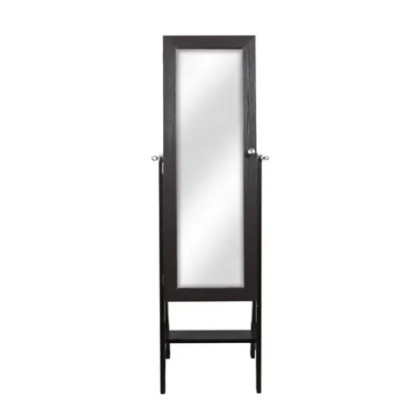 Full Length & Floor Mirrors-Kirkland's Home Espresso Wood Mirror Armoire Brown