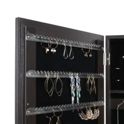 Full Length & Floor Mirrors-Kirkland's Home Espresso Wood Mirror Armoire Brown