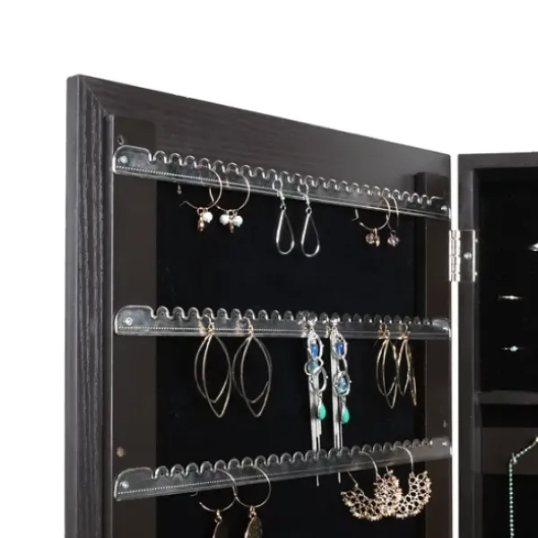 Full Length & Floor Mirrors-Kirkland's Home Espresso Wood Mirror Armoire Brown