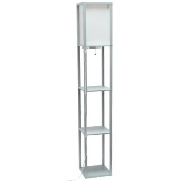 Floor Lamps-Kirkland's Home Etagere Shelf Charging Floor Lamp Gray