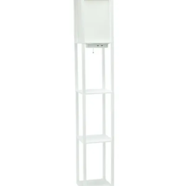 Floor Lamps-Kirkland's Home Etagere Shelf Charging Floor Lamp White