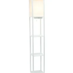 Floor Lamps-Kirkland's Home Etagere Shelf Charging Floor Lamp White