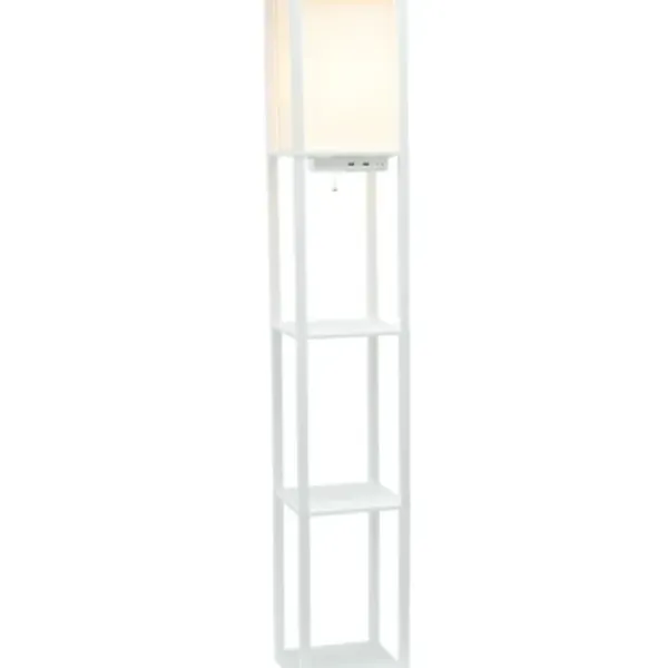 Floor Lamps-Kirkland's Home Etagere Shelf Charging Floor Lamp White