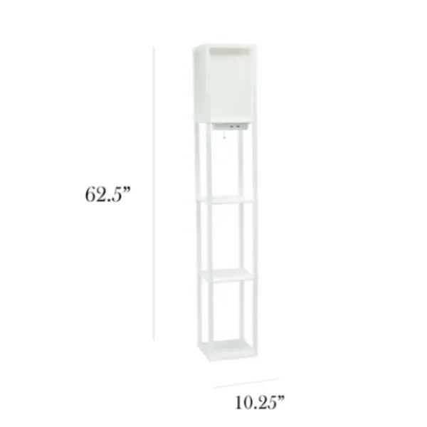 Floor Lamps-Kirkland's Home Etagere Shelf Charging Floor Lamp White