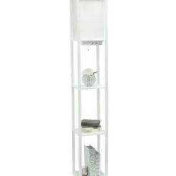 Floor Lamps-Kirkland's Home Etagere Shelf Charging Floor Lamp White