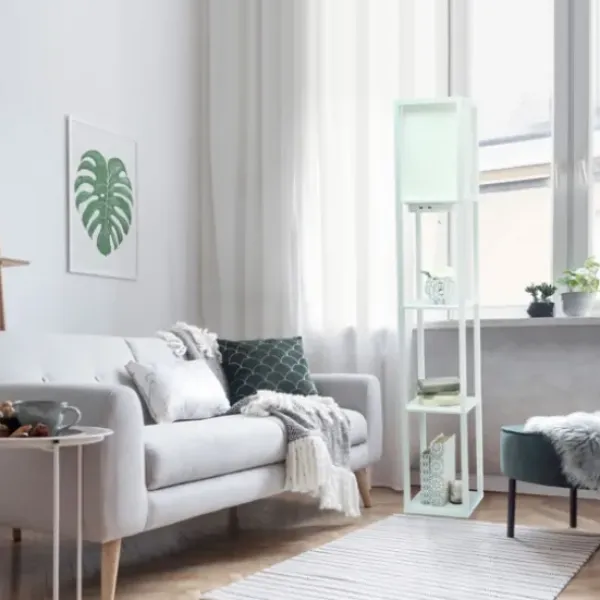 Floor Lamps-Kirkland's Home Etagere Shelf Charging Floor Lamp White