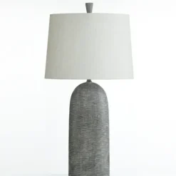 Table Lamps-Kirkland's Home Etched Gray Transitional Table Lamp Ivory