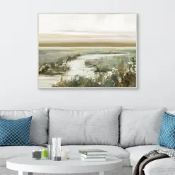 Framed Art-Kirkland's Home Eternity In Dawn Framed Canvas Art Print Green/Ivory
