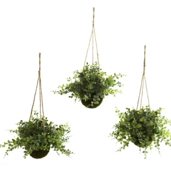 Arrangements & Greenery-Kirkland's Home Eucalyptus And Berry Hanging Baskets, Set Of 3 Green