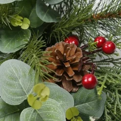 Wreaths-Kirkland's Home Eucalyptus And Pineberry Refresh Wreath Green/Red