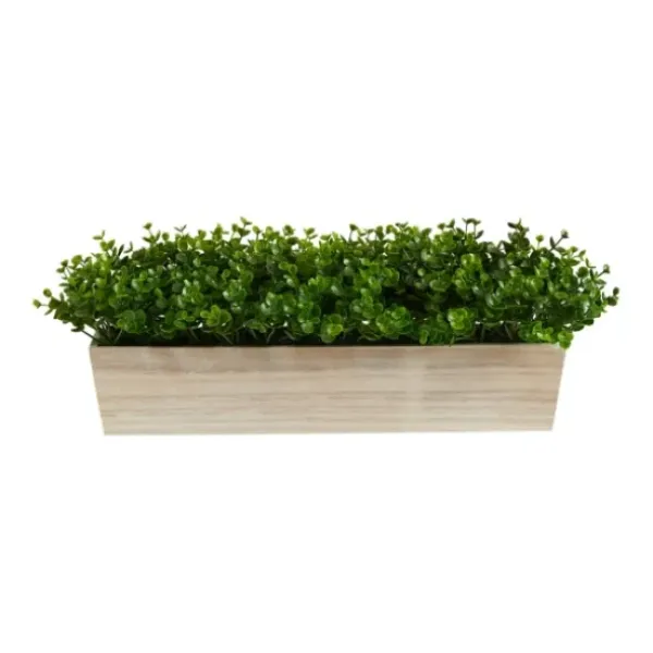 Arrangements & Greenery-Kirkland's Home Eucalyptus Arrangement In Wide Wooden Planter Green/Tan