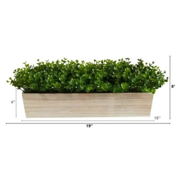 Arrangements & Greenery-Kirkland's Home Eucalyptus Arrangement In Wide Wooden Planter Green/Tan