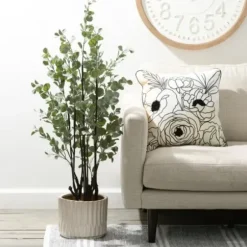 Trees & Topiaries-Kirkland's Home Eucalyptus Tree In Black Planter