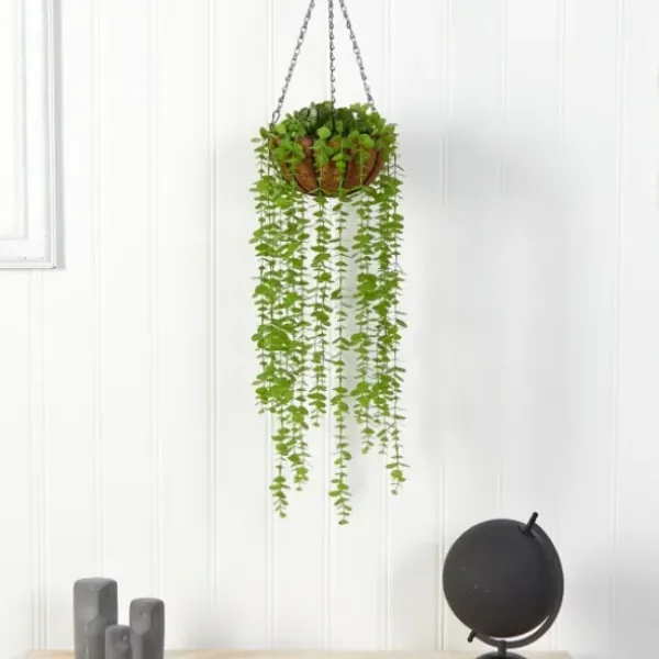 Arrangements & Greenery-Kirkland's Home Eucalyptus Vines Hanging Basket Green