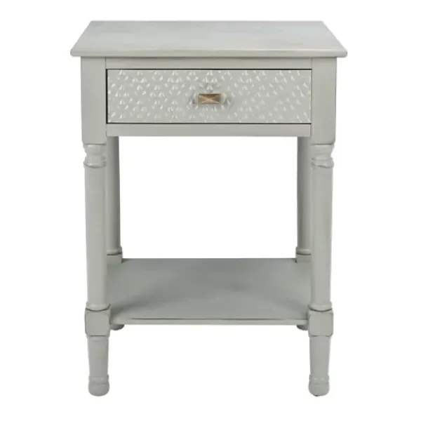 Accent & End Tables-Kirkland's Home Evelina Textured Single Drawer Accent Table Gray