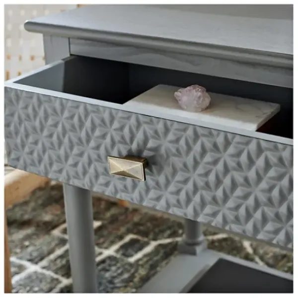 Accent & End Tables-Kirkland's Home Evelina Textured Single Drawer Accent Table Gray