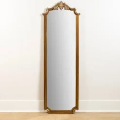 Full Length & Floor Mirrors-Kirkland's Home Evelyn Antique Gold Leaner Mirror