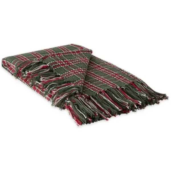 Blankets & Throws-Kirkland's Home Evergreen Forest Plaid Cotton Throw Green/Red