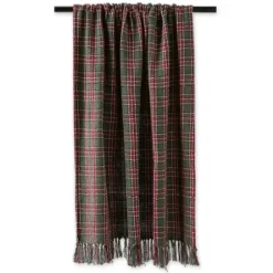 Blankets & Throws-Kirkland's Home Evergreen Forest Plaid Cotton Throw Green/Red