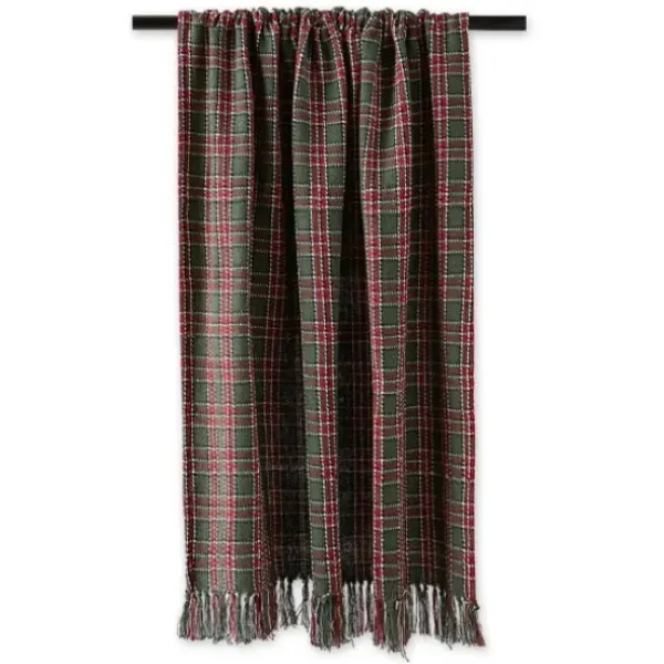 Blankets & Throws-Kirkland's Home Evergreen Forest Plaid Cotton Throw Green/Red