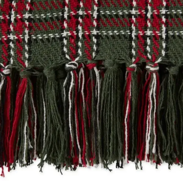Blankets & Throws-Kirkland's Home Evergreen Forest Plaid Cotton Throw Green/Red