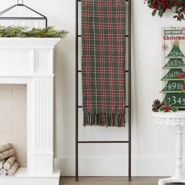 Blankets & Throws-Kirkland's Home Evergreen Forest Plaid Cotton Throw Green/Red