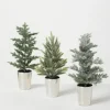 Trees & Topiaries-Kirkland's Home Evergreen Trees In Metallic Planters, Set Of 3 Green/Silver