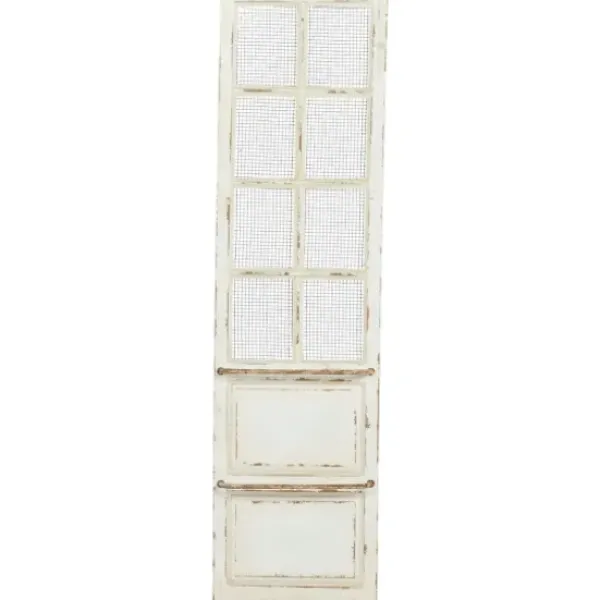 Wall Plaques-Kirkland's Home Evie Distressed Ivory Wood Door Wall Plaque White