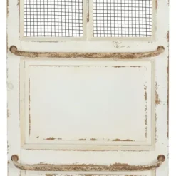 Wall Plaques-Kirkland's Home Evie Distressed Ivory Wood Door Wall Plaque White