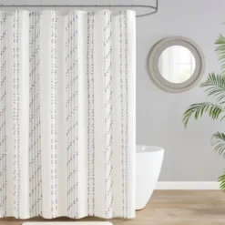 Shower Curtains-Kirkland's Home Eyelash Fringe Shower Curtain Ivory
