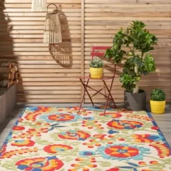 Outdoor Rugs-Kirkland's Home Faded Turkish Indoor/Outdoor Area Rug, 7X9 Ivory