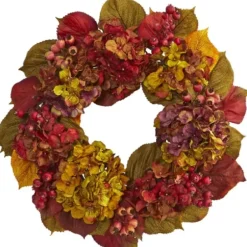 Wreaths-Kirkland's Home Fall Hydrangea Wreath Red/Yellow